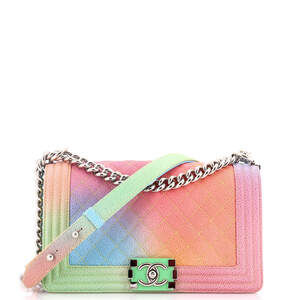 Chanel Old Medium Rainbow Boy Flap Bag Quilted Painted Caviar